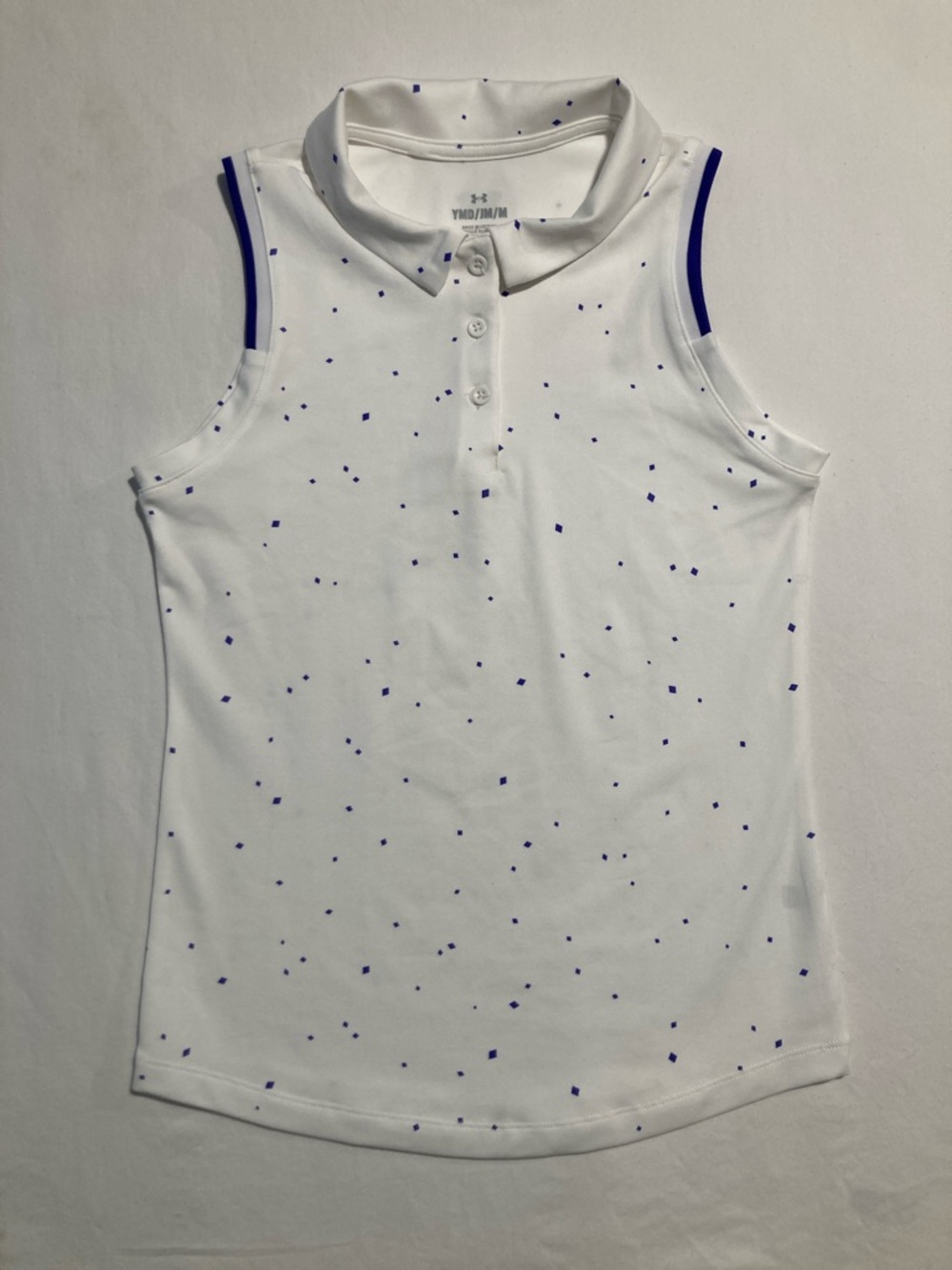 Under Armour White Sleeveless Polo with Blue Micro Square Print (Item No. C18)